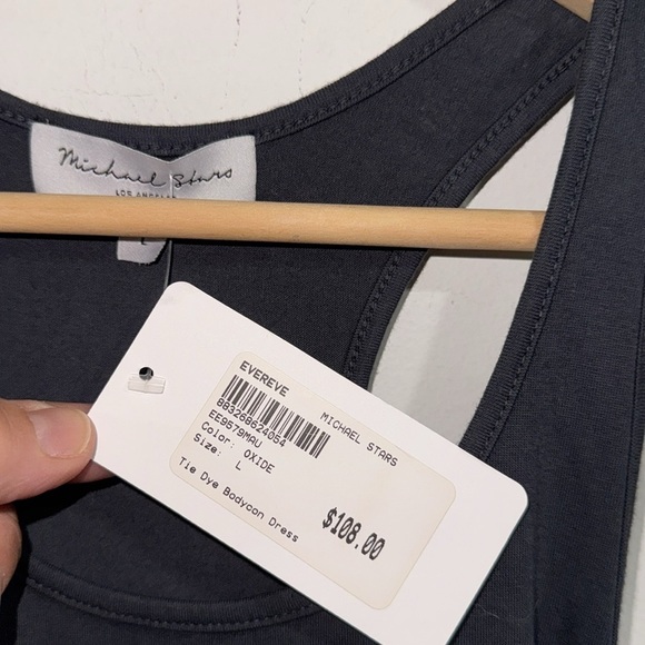 Michael Stars dress  Tie Dye Midi Tank body on Gray White Ruched Size Large - Picture 5 of 5